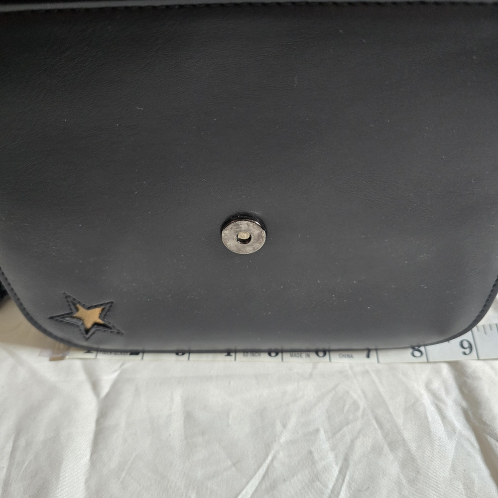 Stella McCartney Black and Gold Star Flap Snap Crossbody Bag - Picture 12 of 13